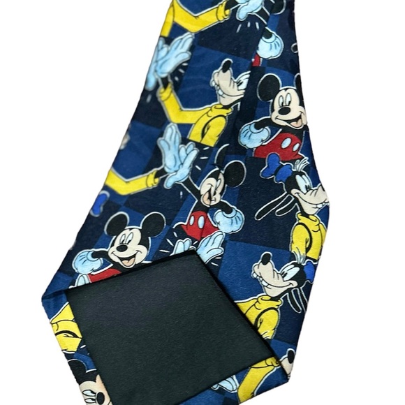 Mickey Unlimited Tie Vintage Disney Blue with Mickey & Goofy High Five - Picture 5 of 7